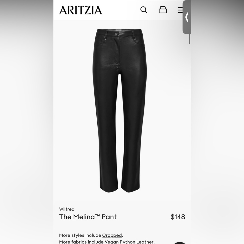 Aritzia Wilfred MELINA Pants Regular Length in Black